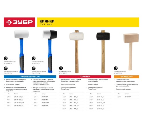 Чёрная резиновая киянка ЗУБР 450 г
