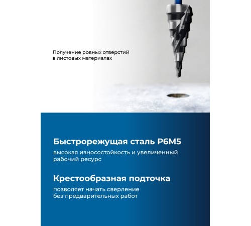 ЗУБР BLACK FORCE 4-20мм, 9 ступеней, винтовая проточка, сверло ступенчатое, ПРОФЕССИОНАЛ (29671-4-20-9)