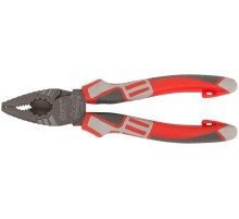 Плоскогубцы комбинированные "Эталон", CrV сталь, ребра жесткости на губках, тефлоновое покрытие, 3К прорезиненные ручки 180 мм FIT HQ