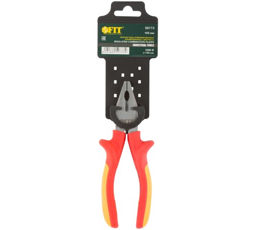 Плоскогубцы комбинированные "Электро-2", 1000 В, прорезиненные изолированные ручки 160 мм FIT IT Плоскогубцы комбинированные "Электро-2", 1000 В, прорезиненные изолированные ручки 160 мм FIT IT