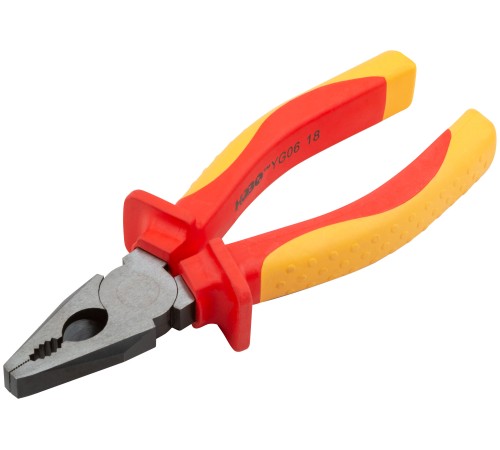 Плоскогубцы комбинированные "Электро", CrV сталь, черное полир.покрытие, мягкие изолир.ручки 165 мм FIT HQ