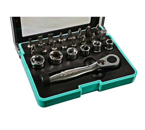 Набор бит и головок торцевых, трещотка 72 зуба, 22 предмета, Sturm!