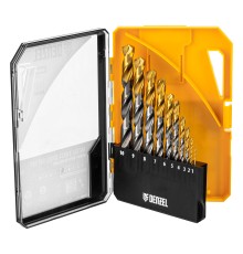 Набор сверл по металлу, 1-10 мм, Р6М5-TiN, Golden Tip, 10 шт Denzel