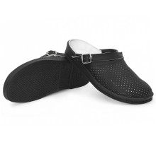 Сабо мужские нат.кожа ПВХ, черный