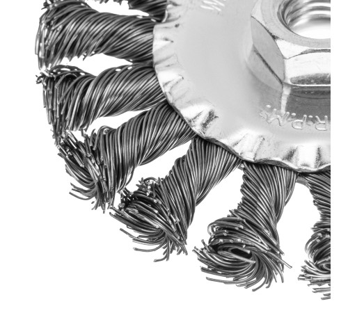 Щетка для УШМ 100 мм, М14, плоская, крученая проволока 0.5 мм Matrix