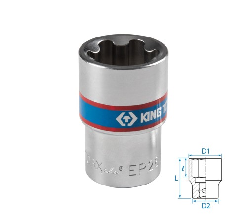 Головка торцевая TORX Plus 1/2", EP26, L = 45 мм KING TONY 433E26M Головка торцевая TORX Plus 1/2", EP26, L = 45 мм KING TONY 433E26M