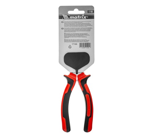 Длинногубцы прямые Nickel, 180 мм, никелированные, двухкомпонентные рукоятки Matrix