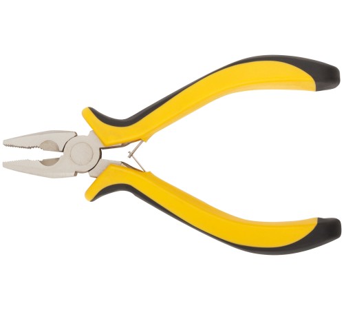 Плоскогубцы комбинированные "мини" Профи, никелированное покрытие, черн.-желт.мягк. ручки 125 мм FIT HQ