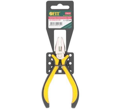 Плоскогубцы комбинированные "мини" Профи, никелированное покрытие, черн.-желт.мягк. ручки 125 мм FIT HQ