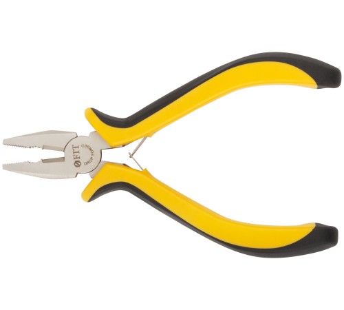 Плоскогубцы комбинированные "мини" Профи, никелированное покрытие, черн.-желт.мягк. ручки 125 мм FIT HQ