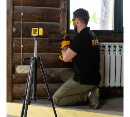 Лазерный уровень DQB, 30 м, зеленый луч, батарейки, сумка Denzel