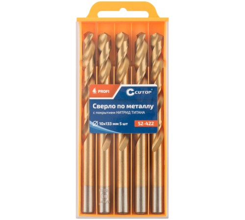 Сверло по металлу Cutop Profi с титановым покрытием, 10х133 мм (5 шт) CUTOP