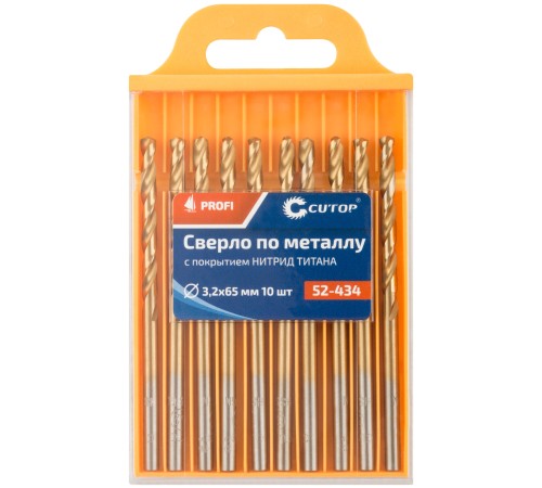 Сверло по металлу Cutop Profi с титановым покрытием, 3,2х65 мм (10 шт) CUTOP Сверло по металлу Cutop Profi с титановым покрытием, 3,2х65 мм (10 шт) CUTOP