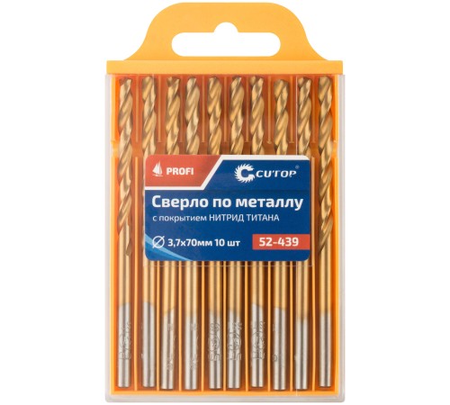 Сверло по металлу Cutop Profi с титановым покрытием, 3,7х70 мм (10 шт) CUTOP Сверло по металлу Cutop Profi с титановым покрытием, 3,7х70 мм (10 шт) CUTOP