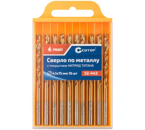 Сверло по металлу Cutop Profi с титановым покрытием, 4,1х75 мм (10 шт) CUTOP