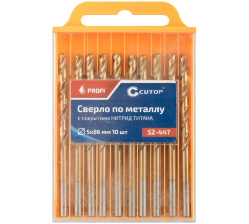 Сверло по металлу Cutop Profi с титановым покрытием, 5х86 мм (10 шт) CUTOP Сверло по металлу Cutop Profi с титановым покрытием, 5х86 мм (10 шт) CUTOP