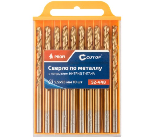 Сверло по металлу Cutop Profi с титановым покрытием, 5,5х93 мм (10 шт) CUTOP Сверло по металлу Cutop Profi с титановым покрытием, 5,5х93 мм (10 шт) CUTOP