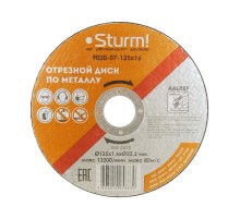 Диск отрезной по металлу, АРМИРОВАННЫЙ, размер 125x1.6x22.23 Sturm! Диск отрезной по металлу, АРМИРОВАННЫЙ, размер 125x1.6x22.23 Sturm!