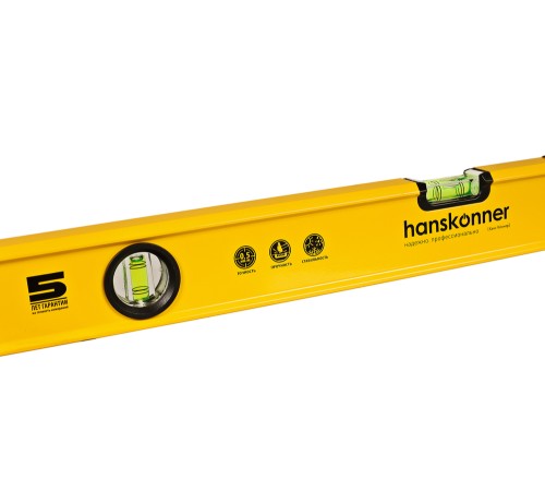 Уровень алюм., 600мм, 2 колбы, фрезерованный, точность 0.5 мм/м, hanskonner