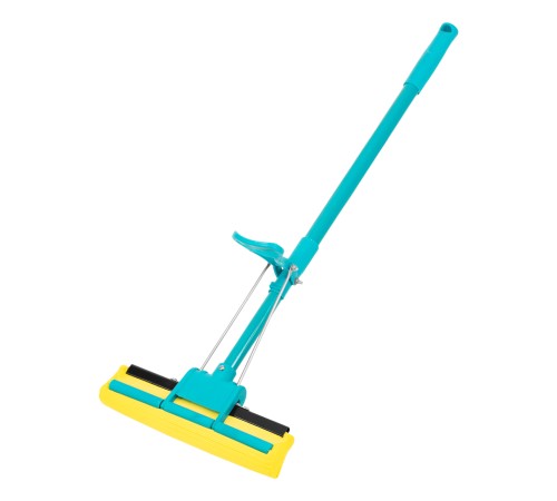 Швабра отжимная, 110 см, губка PVA 26х5,5х6 см, телескопическая рукоятка, бирюзовая, Home Palisad