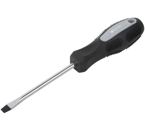 Отвертка "Мастер", CrV сталь, прорезиненная ручка 6х100 мм SL КУРС