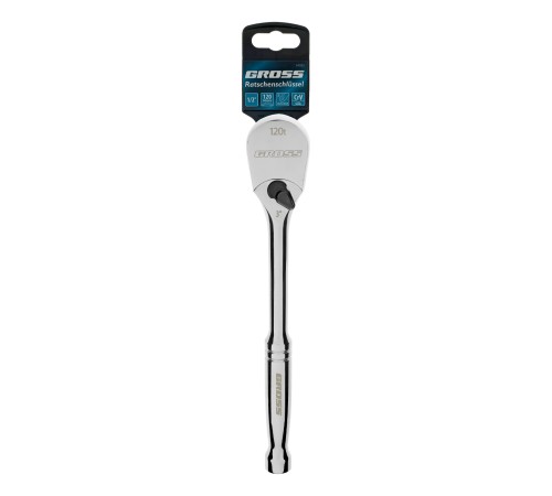Ключ-трещотка 1/2", CrV, 120 зубьев, цельнометаллический, хром Gross Ключ-трещотка 1/2", CrV, 120 зубьев, цельнометаллический, хром Gross