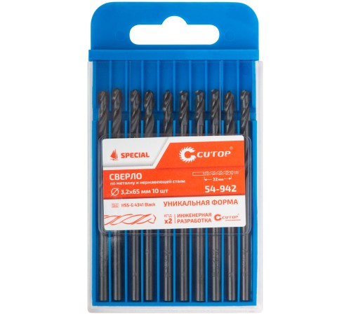 Сверло по металлу Cutop Special, HSS-G, 3,2 х 65/32 мм (10 шт) CUTOP Сверло по металлу Cutop Special, HSS-G, 3,2 х 65/32 мм (10 шт) CUTOP