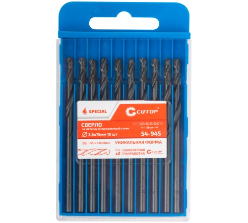 Сверло по металлу Cutop Special, HSS-G, 3,8 х 75/38 мм (10 шт) CUTOP Сверло по металлу Cutop Special, HSS-G, 3,8 х 75/38 мм (10 шт) CUTOP