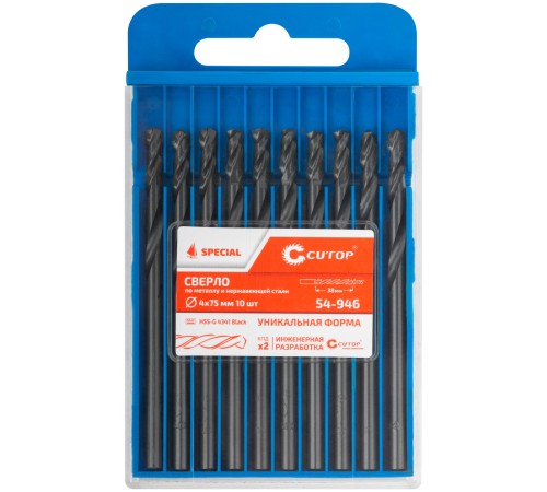 Сверло по металлу Cutop Special, HSS-G, 4 х 75/38 мм (10 шт) CUTOP Сверло по металлу Cutop Special, HSS-G, 4 х 75/38 мм (10 шт) CUTOP