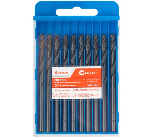 Сверло по металлу Cutop Special, HSS-G, 4,8 х 86/46 мм (10 шт) CUTOP Сверло по металлу Cutop Special, HSS-G, 4,8 х 86/46 мм (10 шт) CUTOP