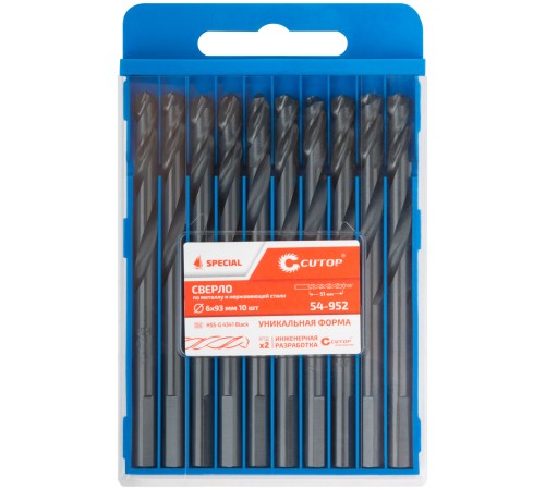 Сверло по металлу Cutop Special, HSS-G, 6 х 93/51 мм (10 шт) CUTOP Сверло по металлу Cutop Special, HSS-G, 6 х 93/51 мм (10 шт) CUTOP