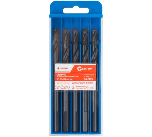 Сверло по металлу Cutop Special, HSS-G, 7,5 х 109/62 мм (5 шт) CUTOP Сверло по металлу Cutop Special, HSS-G, 7,5 х 109/62 мм (5 шт) CUTOP