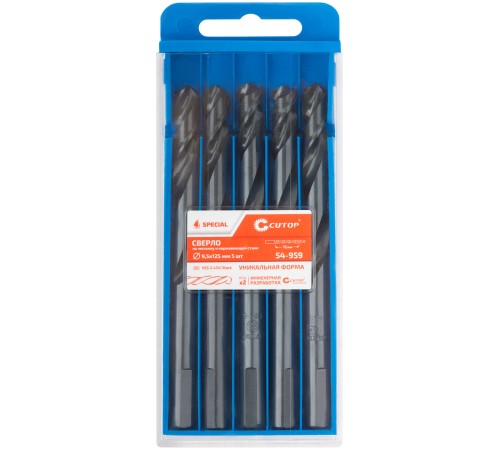 Сверло по металлу Cutop Special, HSS-G, 9,5 х 125/72 мм (5 шт) CUTOP Сверло по металлу Cutop Special, HSS-G, 9,5 х 125/72 мм (5 шт) CUTOP