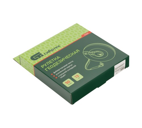 Рулетка геодезическая 50 м х 13 мм, закрытый корпус, фибергласовая лента Сибртех Рулетка геодезическая 50 м х 13 мм, закрытый корпус, фибергласовая лента Сибртех