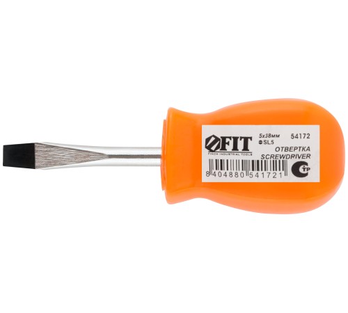 Отвертка "Эконом", CrV сталь, пластиковая оранжевая ручка  5х38 мм SL FIT DIY Отвертка "Эконом", CrV сталь, пластиковая оранжевая ручка  5х38 мм SL FIT DIY