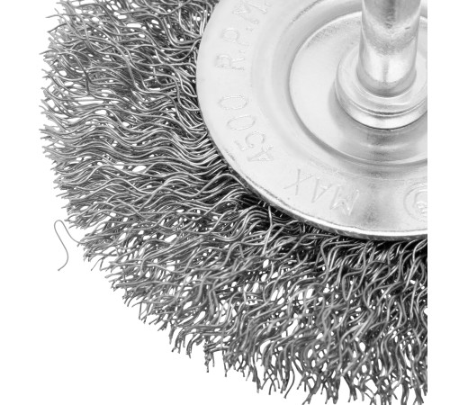 Щетка для дрели, 75 мм, плоская со шпилькой, витая проволока Сибртех