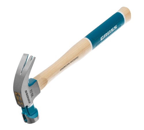 Молоток-гвоздодер, 450 г, угол 45, магнит, обрезиненная рукоятка American hickory GROSS Молоток-гвоздодер, 450 г, угол 45, магнит, обрезиненная рукоятка American hickory GROSS