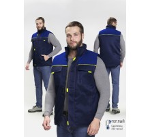 Жилет утепленный Фаворит (тк. Смесовая, 210), т.синий/васильковый