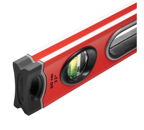 Уровень алюминиевый, 800 мм, 3 глазка, ударопрочные заглушки, двухкомпонентные ручки Matrix ProFI