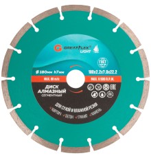 Диск отрезной алмазный сегментный GreatFlex Light, 180 x 2.2 x 7.0 x 22.2 мм Greatflex Диск отрезной алмазный сегментный GreatFlex Light, 180 x 2.2 x 7.0 x 22.2 мм Greatflex