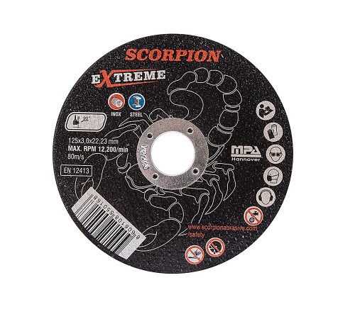 Абразивный отрезной диск Scorpion EXTREME 125х3,0х22мм Metal+Inox Абразивный отрезной диск Scorpion EXTREME 125х3,0х22мм Metal+Inox