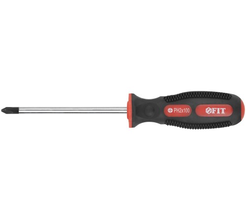Отвертка "Универсал", CrV сталь, прорезиненная ручка  6х100 мм РН2 FIT IT Отвертка "Универсал", CrV сталь, прорезиненная ручка  6х100 мм РН2 FIT IT