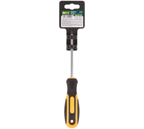 Отвертка "Контур", CrV сталь, прорезиненная ручка  5х100 мм РН1 FIT IT Отвертка "Контур", CrV сталь, прорезиненная ручка  5х100 мм РН1 FIT IT