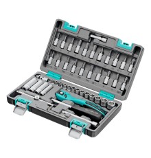 Набор инструментов, 1/4", Cr-V, S2, усиленный кейс, 47 предметов Stels