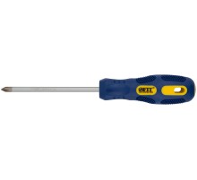 Отвертка "Гранд", сталь S2, шестигранное жало, прорезиненная сине-желтая ручка, Профи  5х100 мм РН1 FIT HQ