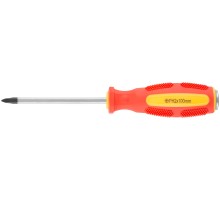 Отверткa ударная, CrV сталь, шестигранное сквозное жало с бойком, прорезиненная ручка  6х100 мм PH2 КУРС