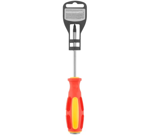 Отверткa ударная, CrV сталь, шестигранное сквозное жало с бойком, прорезиненная ручка  6х100 мм PH2 КУРС