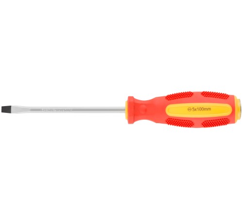 Отверткa ударная, CrV сталь, шестигранное сквозное жало с бойком, прорезиненная ручка  5х100 мм SL КУРС