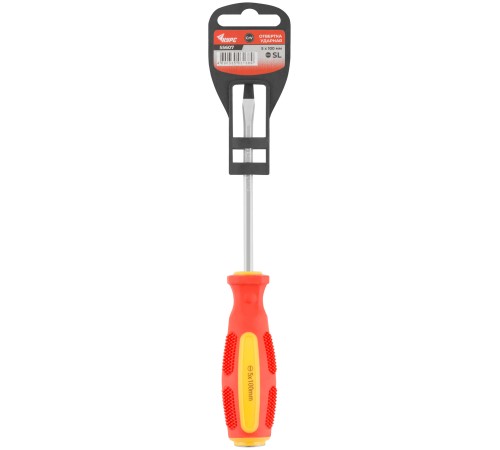 Отверткa ударная, CrV сталь, шестигранное сквозное жало с бойком, прорезиненная ручка  5х100 мм SL КУРС