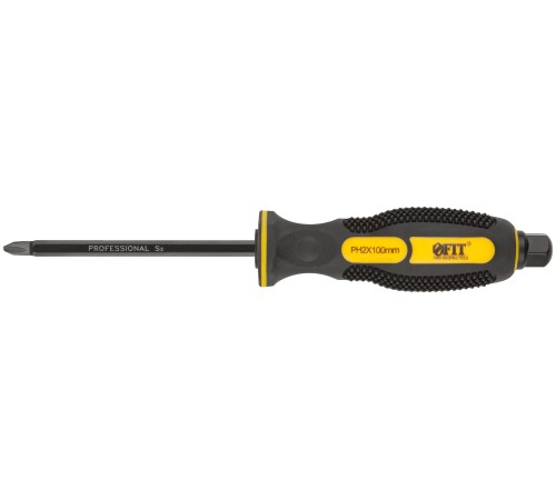 Отверткa ударная, сталь S2, шестигран.жало, боек под ключ, прорезиненная ручка, Профи  6х100 мм PH2 FIT IT Отверткa ударная, сталь S2, шестигран.жало, боек под ключ, прорезиненная ручка, Профи  6х100 мм PH2 FIT IT
